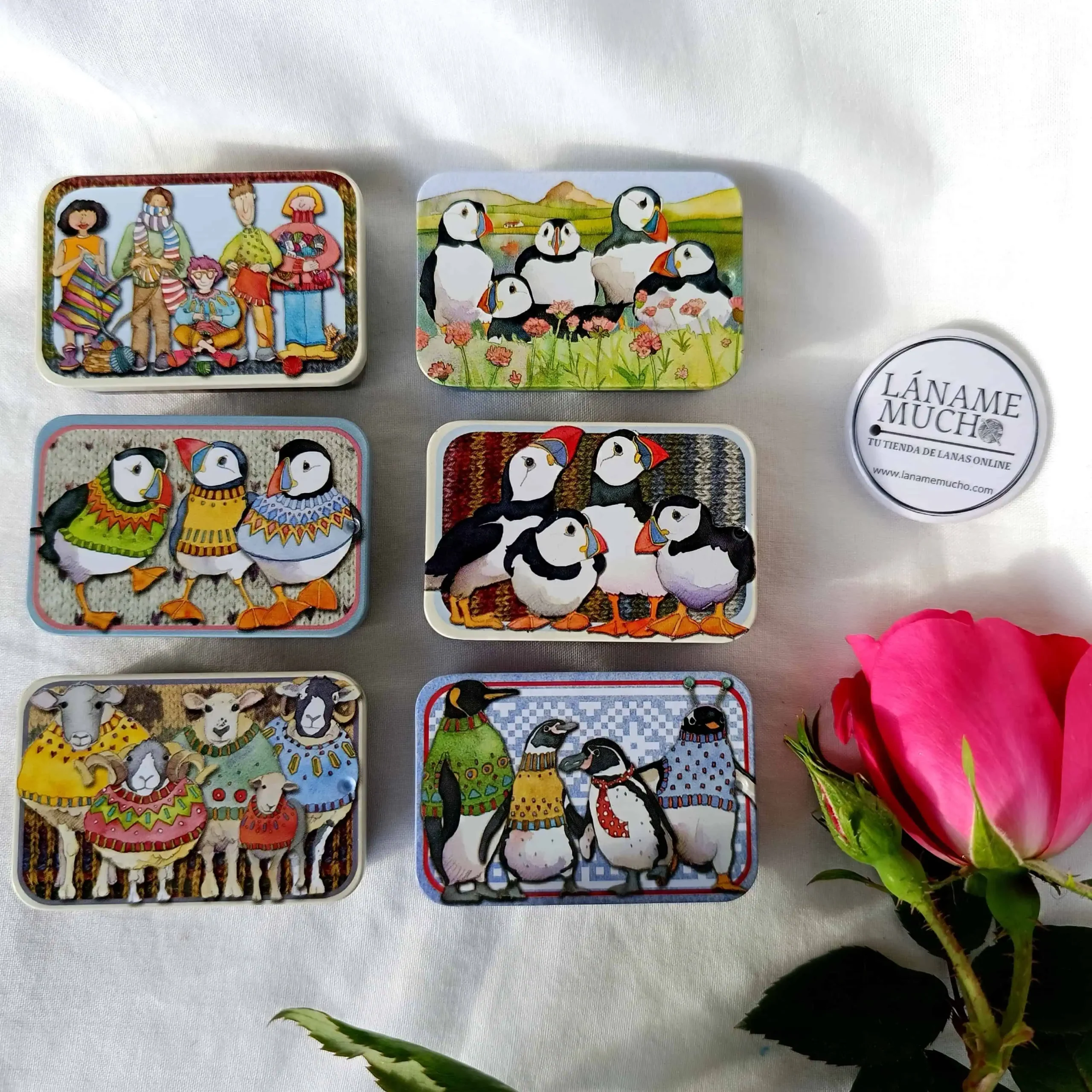 EMMA BALL Mini caja metálica de bolsillo "Sea Thrift Puffins". - Imagen 2