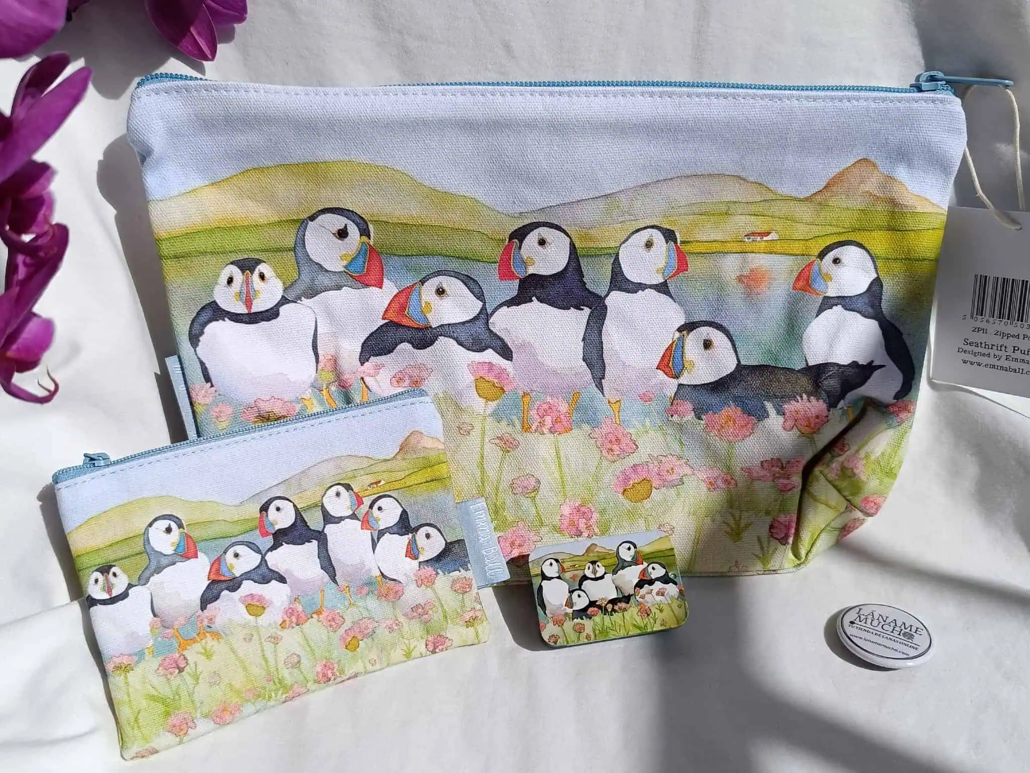 EMMA BALL Tote Bag "Sea Thrift Puffins" - Imagen 2